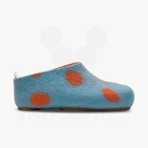 Kids'' Vivobarefoot MIM Felt Slipper Light Turquoise Orange | IE433VJ