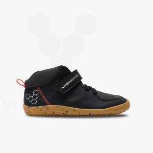 Kids'' Vivobarefoot Primus Ludo Hi Juniors Shoes Obsidian | IE412QC