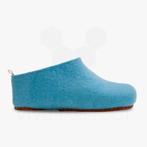 Men's Vivobarefoot MIM Felt Slippers Light Turquoise | IE159JE