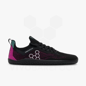 Women's Vivobarefoot Primus Lite Knit Road Running Shoes Obsidian / Pink | IE228SZ