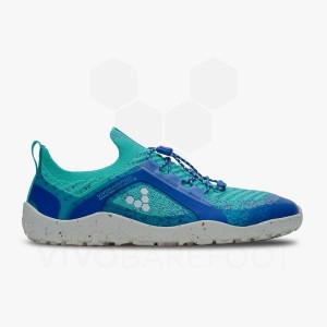 Women's Vivobarefoot Primus Trail Knit FG Hiking Shoes Blue / Green | IE182MM